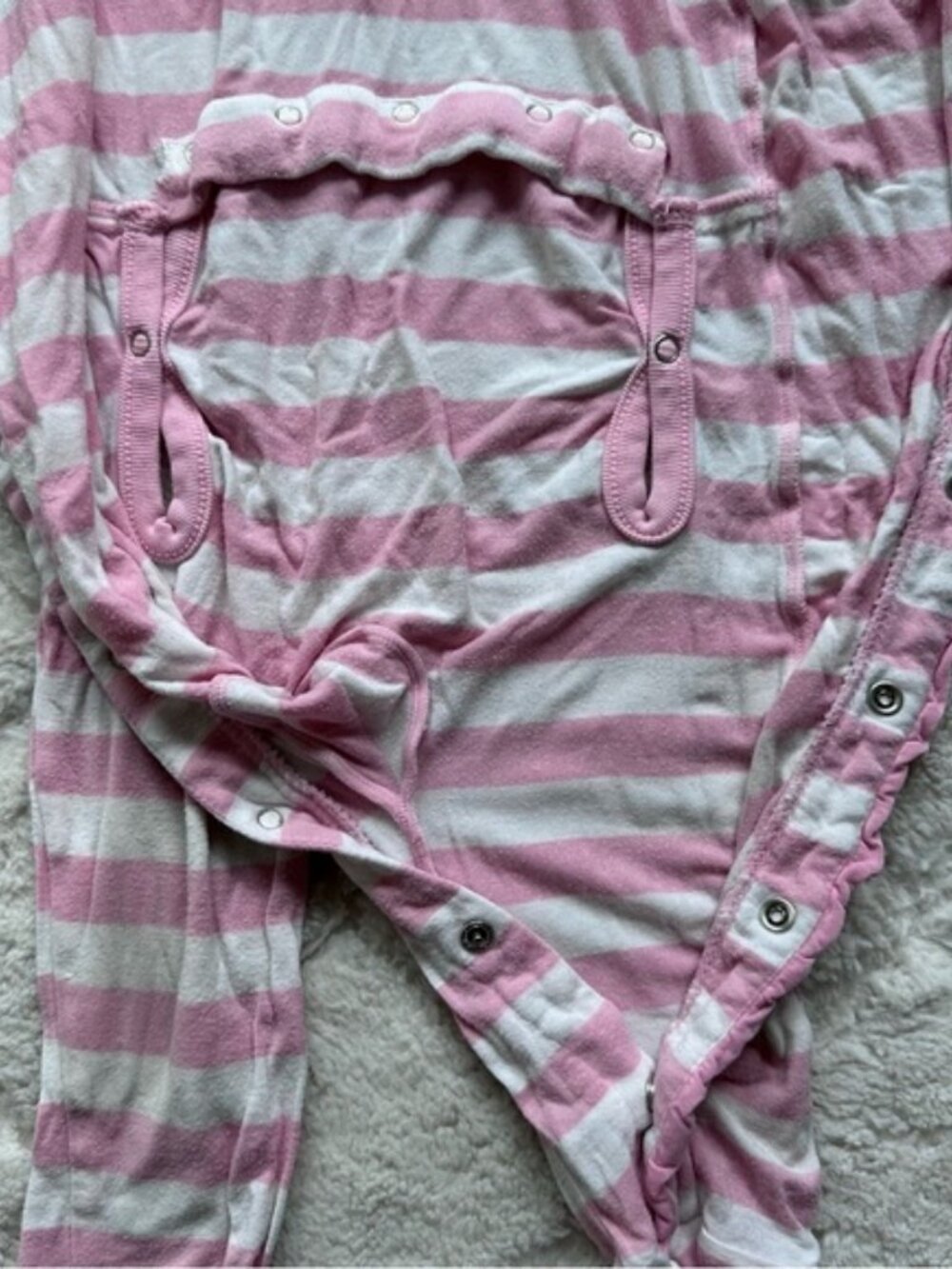 Kickee Pants | "Lotus Stripe" Classic Ruffle Coverall with Snaps | Size 12-18M - Picture 6 of 10